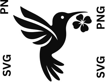 Hummingbird SVG Cut File, Flower Vector Art (Digital Download)