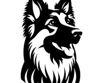 PASTOR ALEMÁN HEMBRA Svg, Archivos Svg de Pastor Alemán Hembra para Láser, Archivos Svg para Cricut, Silhouette, Archivo de corte de Pastor Alemán, Perrita