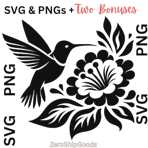 HUMMINGBIRD SVG, Hummingbird Vector, Hummingbird Svg - Cricut, Silhouette | Vector Hummingbird Cut File,Humming Bird Svg, Flower svg, Vector