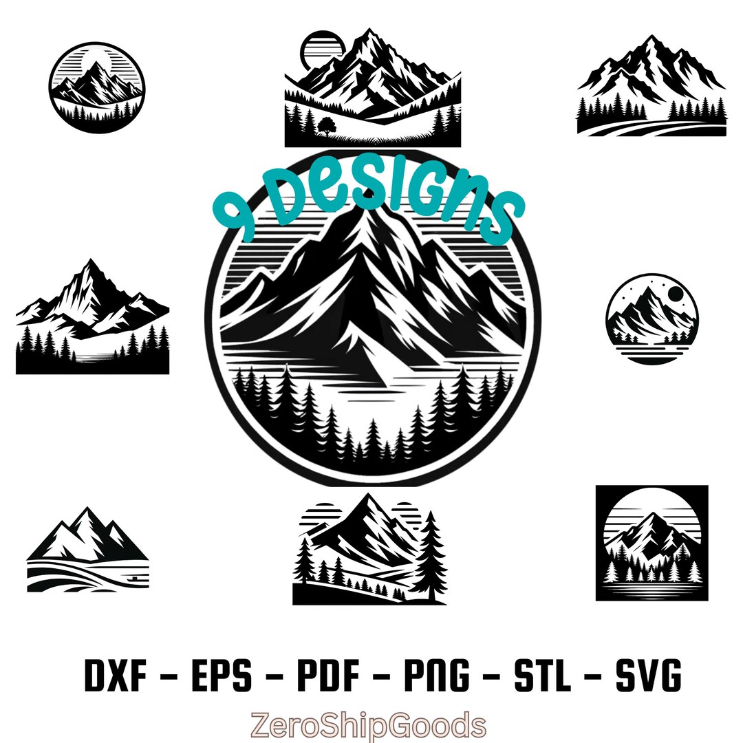 Mountain Scene SVG Bundle, Mountain Scene Bundle Svg, SVG Cricut ...