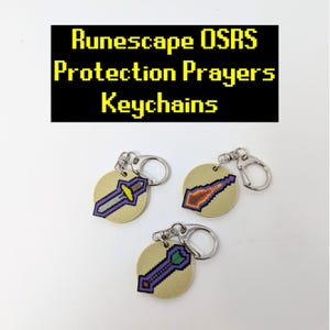 Runescape Keychain OSRS House Protection Prayer Magic Melee Range Keys Keyring Decor gift for men gamer fancy gift idea gaming gifts for him