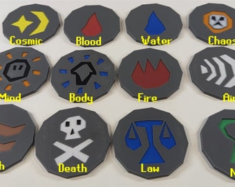 Gaming Coasters Runescape OSRS Set Rune Coasters for glasses game room decor gift for men gamer fancy gift idea gaming