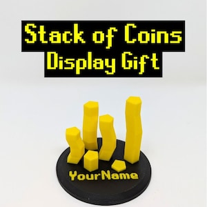 Personalisierte Old School Runescape OSRS Münzstapel aus Gold Display Gamer Geschenk