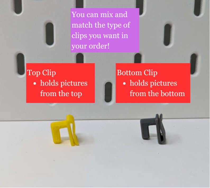 IKEA SKADIS Photo Clips - Set of 4 - Minimalistic - pegboard Uppspel accessories office work station fancy gift for her him gift photos clip