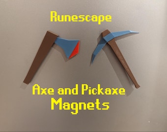 Imanes de hacha y pico de Runescape – Decoración de jugador (juego de 2)