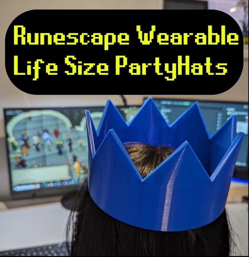 Partyhat Runescape OSRS Gaming Party Hat crown for game room decor gift for men gamer fancy gift idea gaming partyhats rs3 rs present gifts life size cosplay runefest wearable