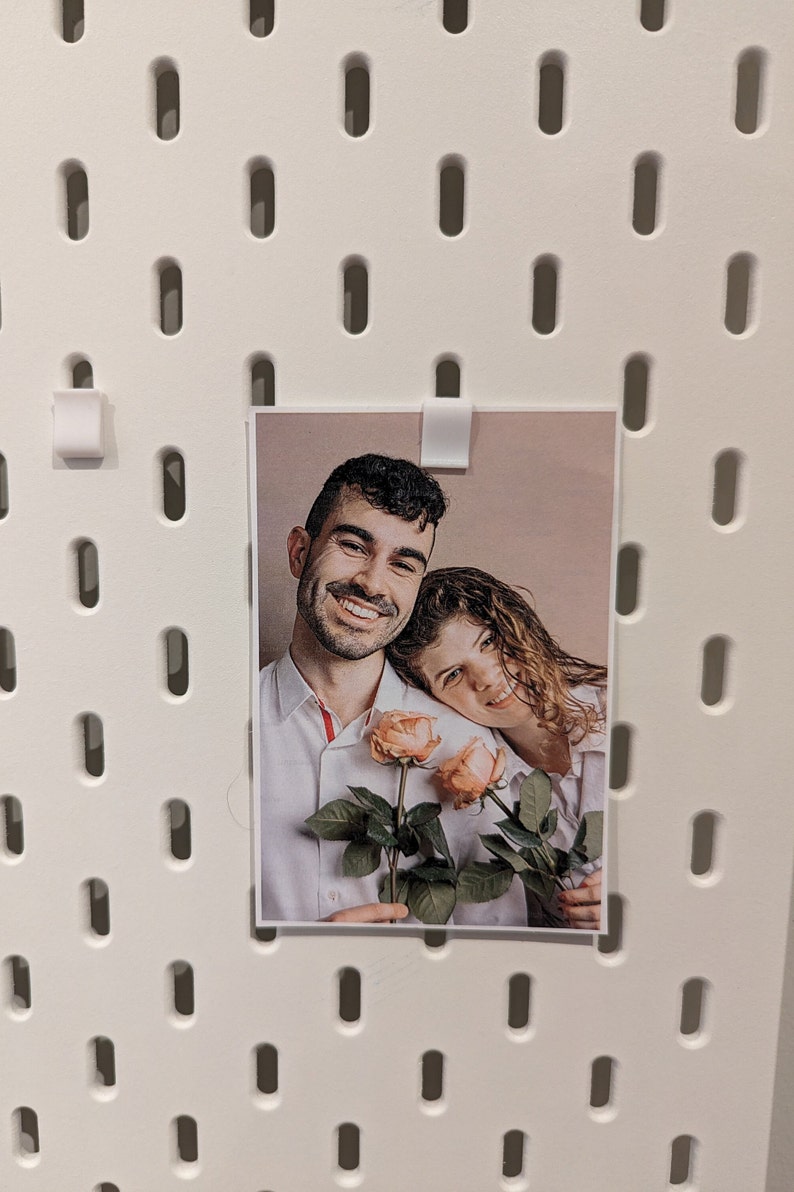 IKEA SKADIS Photo Clips - Set of 4 - Minimalistic - pegboard Uppspel accessories office work station fancy gift for her him gift photos clip