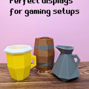 Desk Organizer Runescape OSRS - Barrel, Jug, Beer - Old school runescape pencil holder pen desktop desk organize gaming gift room decor cup