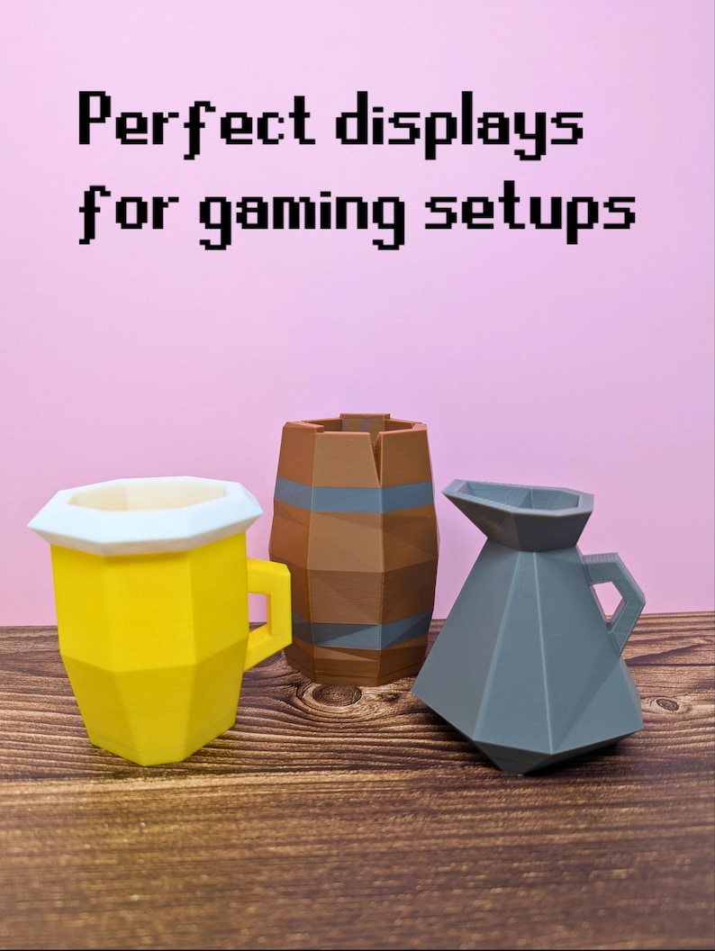 Desk Organizer Runescape OSRS - Barrel, Jug, Beer - Old school runescape pencil holder pen desktop desk organize gaming gift room decor cup