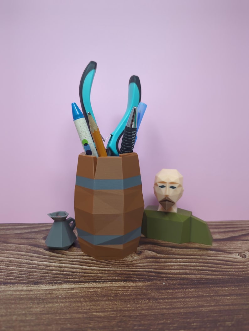 Desk Organizer Runescape OSRS - Barrel, Jug, Beer - Old school runescape pencil holder pen desktop desk organize gaming gift room decor cup