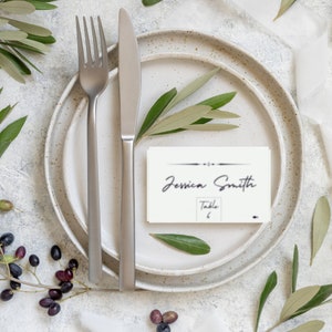 Cartões de lugar de casamento, modelo de cartão de lugar, modelo de cartão de lugar de casamento, cartões de nome de mesa, etiquetas de nome de mesa, minimalista com opção de prato principal