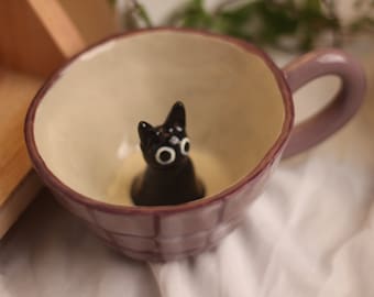 Jiji Ceramic Mug Studio Ghibli Gifts, Pottery Cat Mug, Kikis Delivery Service Merch, Handmade Gift, Cute Coffee Mug, Cute Gift, Mug Set