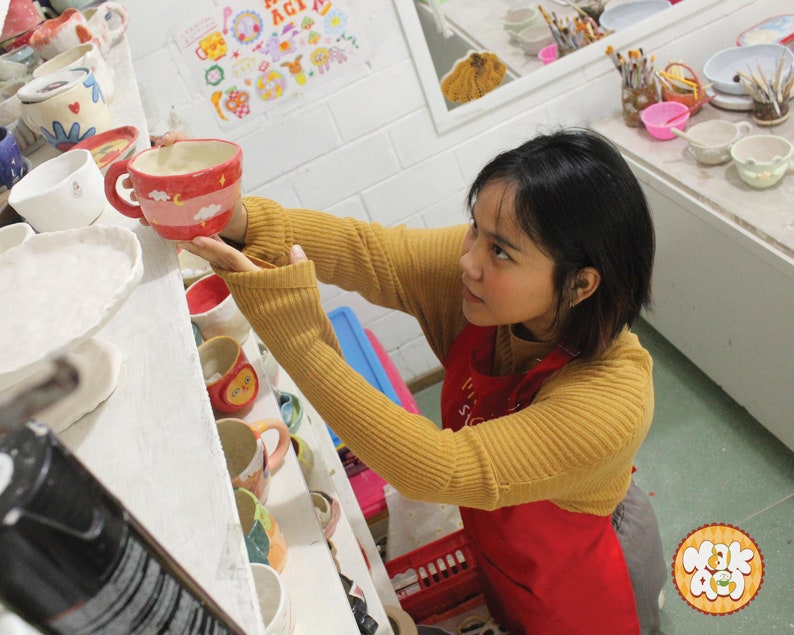 Jiji Ceramic Mug Studio Ghibli Gifts, Pottery Cat Mug, Kikis Delivery Service Merch, Handmade Gift, Cute Coffee Mug, Cute Gift, Mug Set image 6