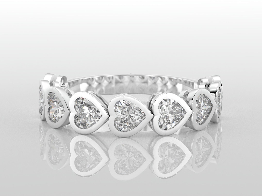Bezel Set Heart Shape Eternity Band, Bezel Heart Shape Diamond ...