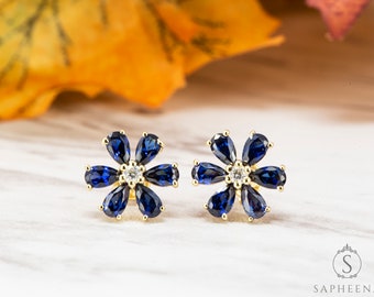 Orecchini in argento sterling vintage a goccia con fiore pendenti