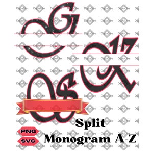Split Monogram SVG and Png Bundle - Ribbon, Outer Space & Classic Alphabet A-Z - Cut Files for Cricut and Silhouette - Digital Download