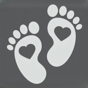 Digital baby footprint with a heart in it, white footprint download png