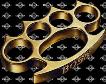 Golden Brass Knuckles SVG & PNG IMAGE Bundle descarga digital- Imágenes prediseñadas grabadas de jefe de aspecto ultrarrealista, archivo cortado,