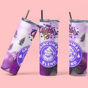 Merry Grinchmas  20 oz Skinny Tumbler Sublimation with Lid and Straw
