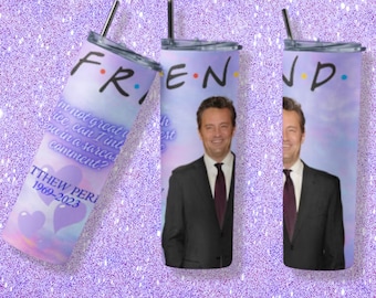 RIP Matthew Perry Tumbler, Friends Chandler Tumbler with Lid and Straw