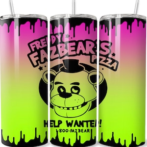 Freddy Fazbear 20 oz Skinny Tumbler Sublimation with Lid, Straw, and Gift Box