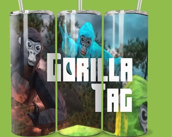 Gorilla Tag Theme Stainless Steel Tumbler - 20 oz with Lid and Straw