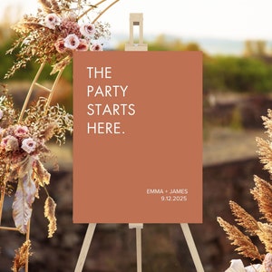 Modern Wedding Welcome Sign, Wedding Sign Modern, Modern Wedding Sign, Wedding Sign Minimalistic, Wedding Sign Minimalist, The Party Starts