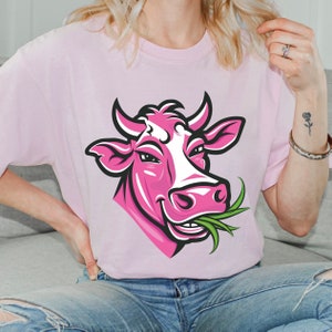 Pink Cow Shirt, Cute Cow Shirt, Comfort Colors Shirt, Cow Graphic Tees, Farm Shirt, Funny Cow Shirt, Unisex, Animal Shirt, Cow Lover Shirt
