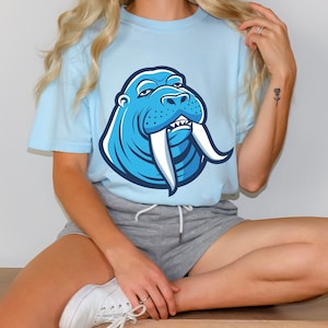 Camiseta de morsa azul, camisa de morsa fresca, regalo de morsa, camiseta de morsa divertida, camisa amante del océano, camisa de verano, amante de la morsa, camiseta de morsa