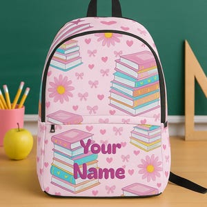 Personalized Pink Backpack: Kids Book Lover School Bag