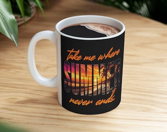Summer Coffee Mug Gift, Cute Coffee Mug, Tropical Drinkware, Beach Lover Gift, Summer Drinkware, Summer Vacation, Birthday Gift