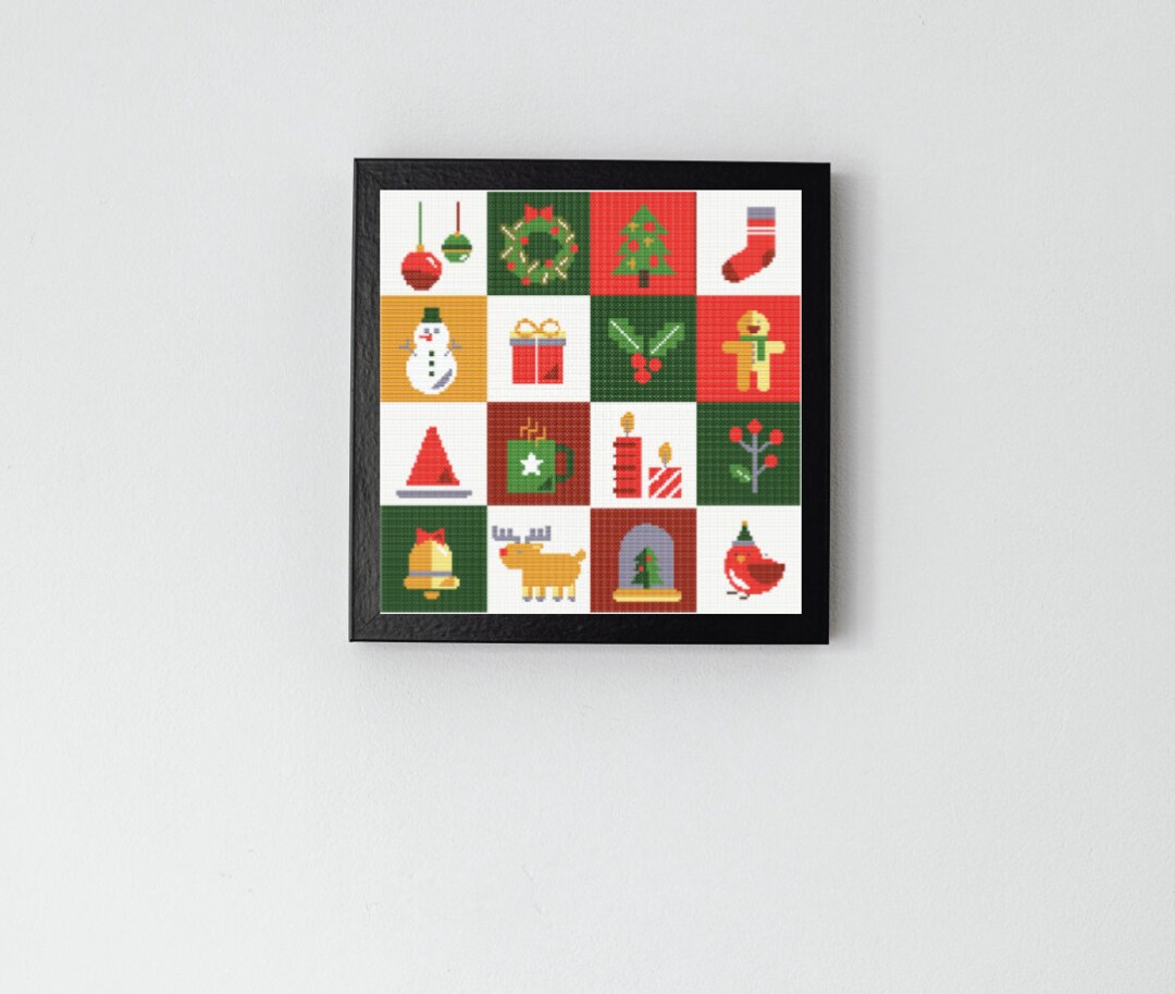 Cross Stitch Pattern Pdf Squares for Pillow or Wall Decor Etsy