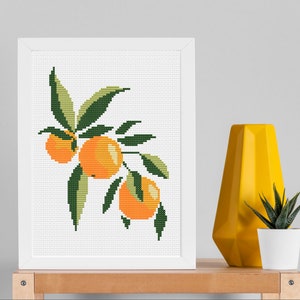 Oranges and Leaves Pdf Pattern for Cross Stitch