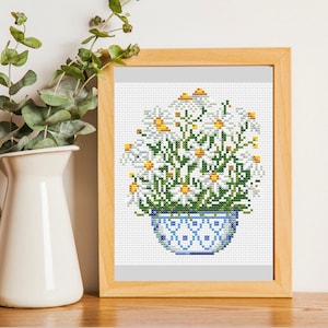 Daisies in a Pot Pdf Pattern for Cross Stitch