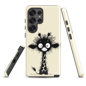 おもしろキリンのSamsungケース | クレイジーなふわふわ動物カバー – 動物好き、ユーモア好き、学生、そしてSamsung®用風変わりなタフケースへのギフト