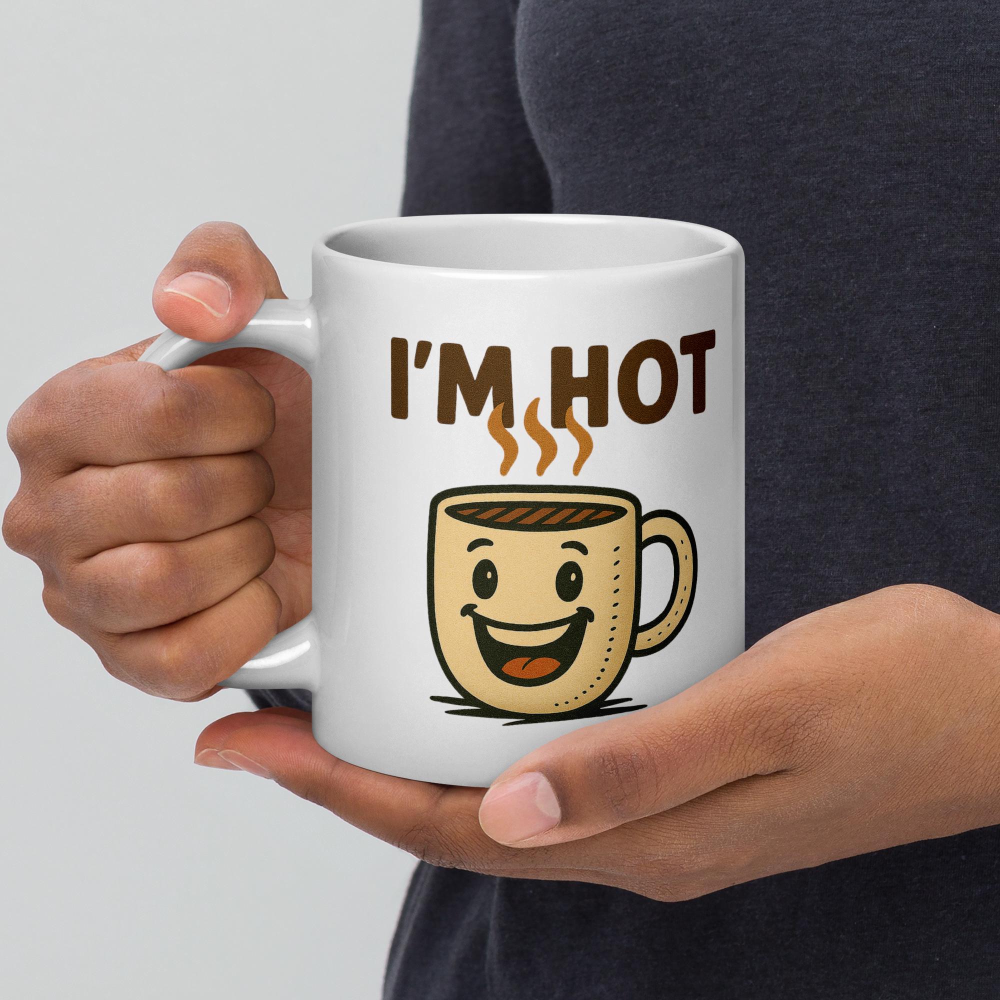 I'M HOT Coffee Mug: Funny Cartoon Pun Gift - Etsy