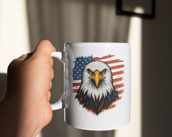 American Eagle Tasse: Kaffeetasse mit US Flagge, Geschenk für Kriegsveteran