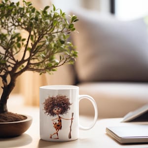 Funny Cavewoman Mug – Hilarious Cartoon Prehistoric Coffee Mug – Unique Gift for History Buffs & Humor Lovers