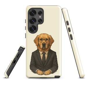 おもしろ犬柄Samsungケース | ビジネス犬型スマホカバー – 犬好きの方、同僚、オフィスユーモア好きの方へのギフト。Samsung用ユニークで丈夫なケース