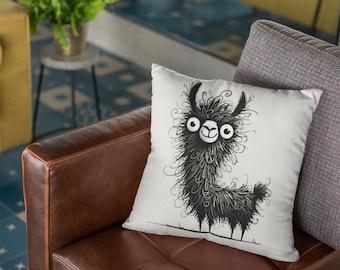 Funny Furry Llama Pillow: Quirky Cartoon Accent Cushion