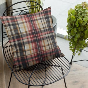 Coussin à carreaux tartan rustique - coussin à carreaux confortable d&#39;inspiration vintage - coussin décoratif pour maison de ferme, cabane ou décoration de vacances