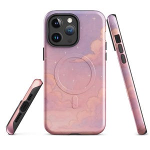 Pastel Cloud iPhone Case - Dreamy Sunset Sky Art, Aesthetic Gift for Her, Soft Pink Clouds MagSafe tough case for iPhone
