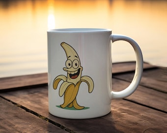 Divertida taza de cerámica con forma de plátano: un regalo original de fruta de dibujos animados