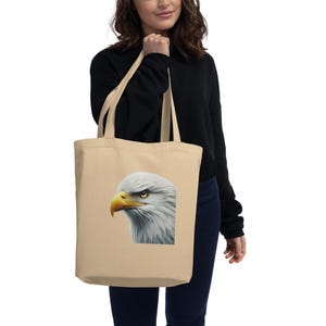 Majestic Bald Eagle Eco Tote Bag – Patriotic Reusable Shopping Bag, Wildlife Art Gift, Sustainable Cotton Tote with American Eagle Design