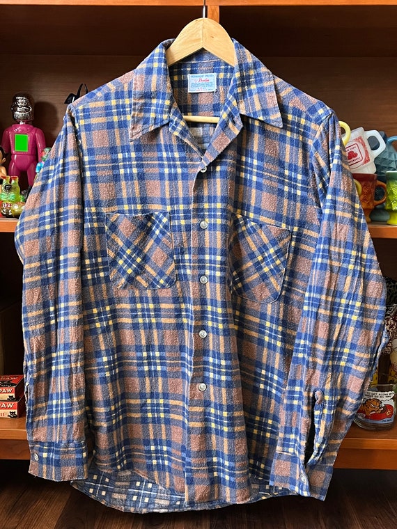 NEW Vintage Flannel Shirt Mens XL BIG Brown Cotton Vtg 17.5 1X Deadstock  NOS