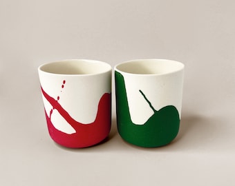 Handleless Porcelain Tea Cup: Matte Glazed Ceramic Mug (6oz)
