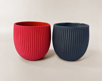 Handmade Porcelain Tea Mug: Merlot Red & Smoky Black, 8.7oz