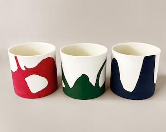 Colorful Porcelain Coffee Mug: Rustic Artisan Tea Mug (10oz)