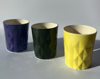 CLAY COFFEE MUG, Porcelain Mug, Mug Without Handle, Handmade Unique Ceramic Tea/Coffee Mug, Memorial Coffee Mug, Pottery Coffee Mug, 8.4 Oz