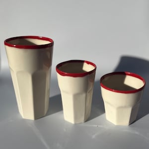PORCELAIN MUG, CERAMIC Coffee Mug, Mug Without Handle, Durable Nova Small Line Gloss Coffee Mug, Pottery Coffee Mug, Drinking Mug, 6 Oz Mug